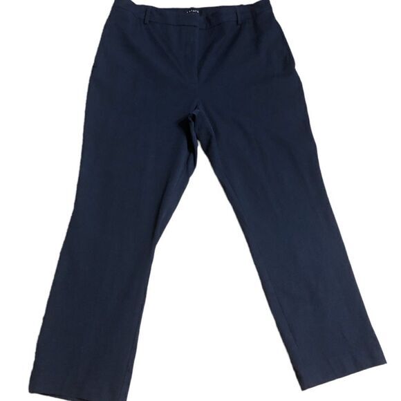 1. State cropped trouser Size 16 zipper front pockets belt loops navy blue pants - Picture 1 of 6